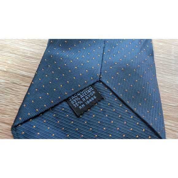 Vintage Jack Henry Navy Blue Necktie Gold Dot Pattern – 3.25” Wide - Picture 3 of 3